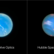 A la izquierda, una imagen de Neptuno tomada por el Very Large Telescope (ESO) desde Chile. A la derecha, el planeta captado por el telescopio espacial Hubble (NASA) desde la órbita terrestre.
